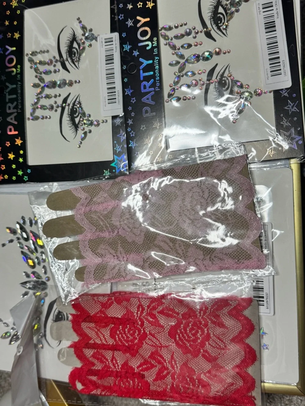 Festival face jewelers and gloves bundle